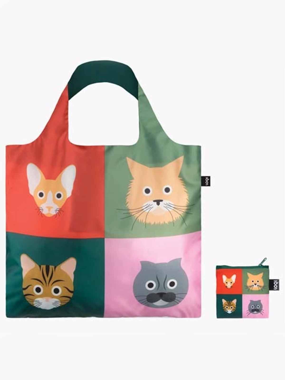 Einkaufstasche mit Katzen aus 100% recyceltem Kunststoff aus loqi