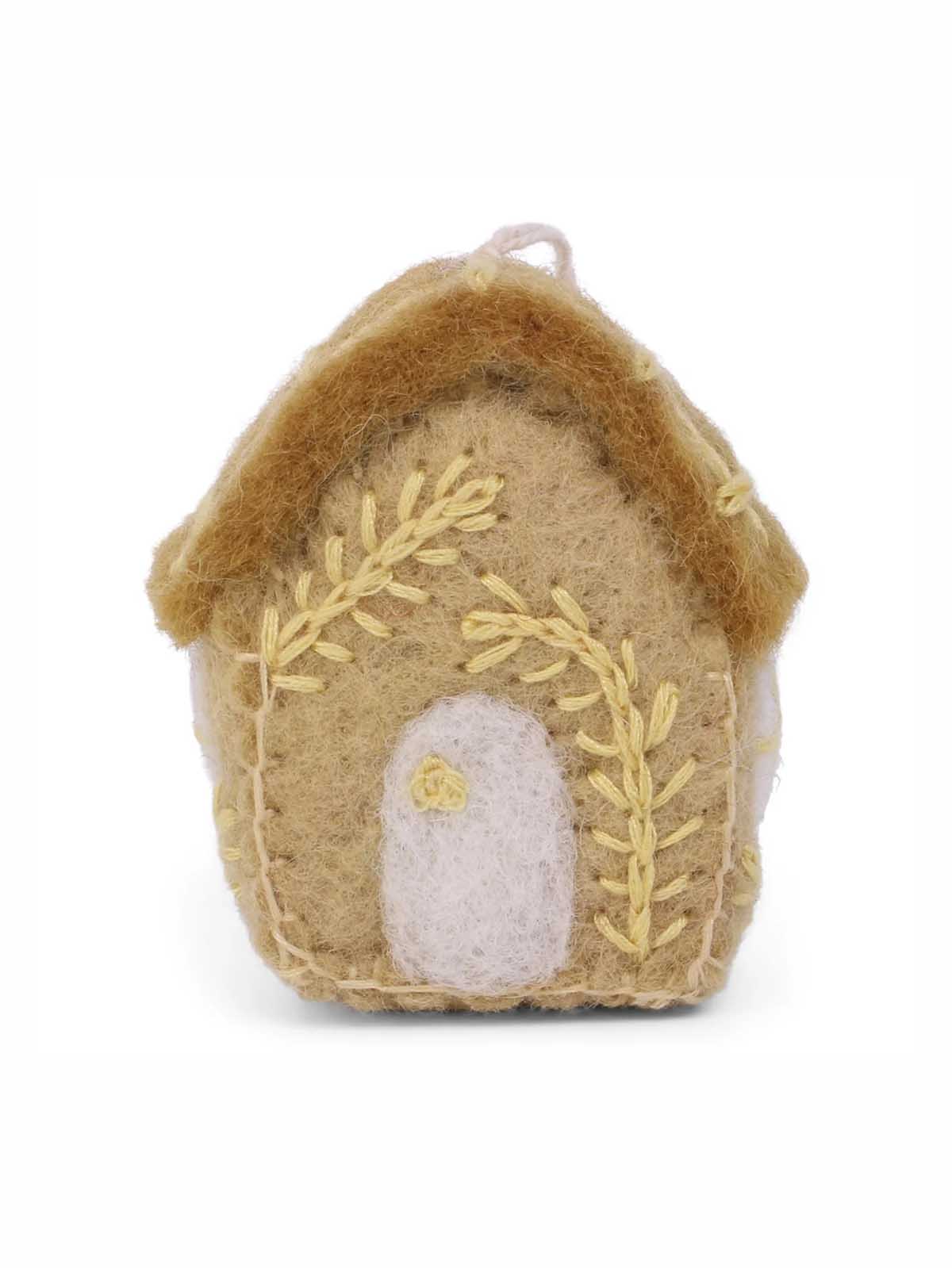 Fairtrade Wolle Ornamente gelb Birdhouse in Filz - Gry & Sif