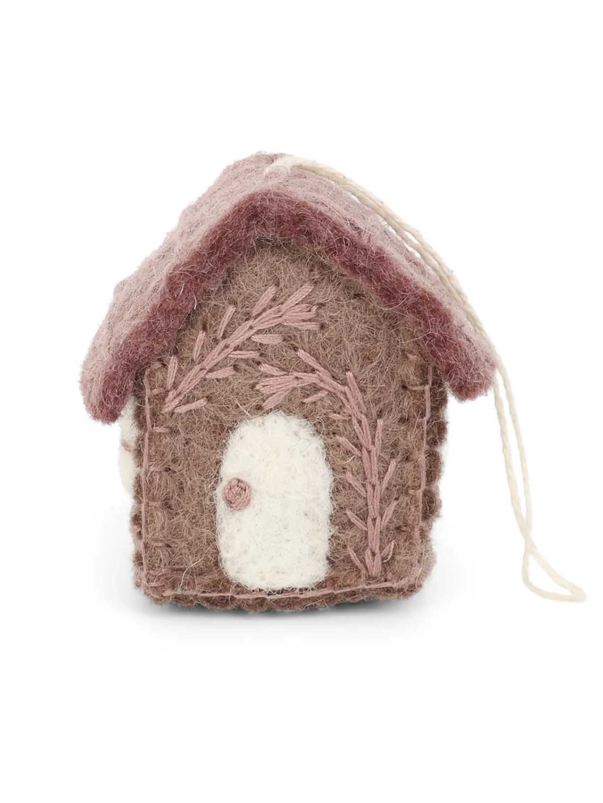 Fairtrade Wolle Ornamente Vogelhaus in Filz rosa - Gry & Sif