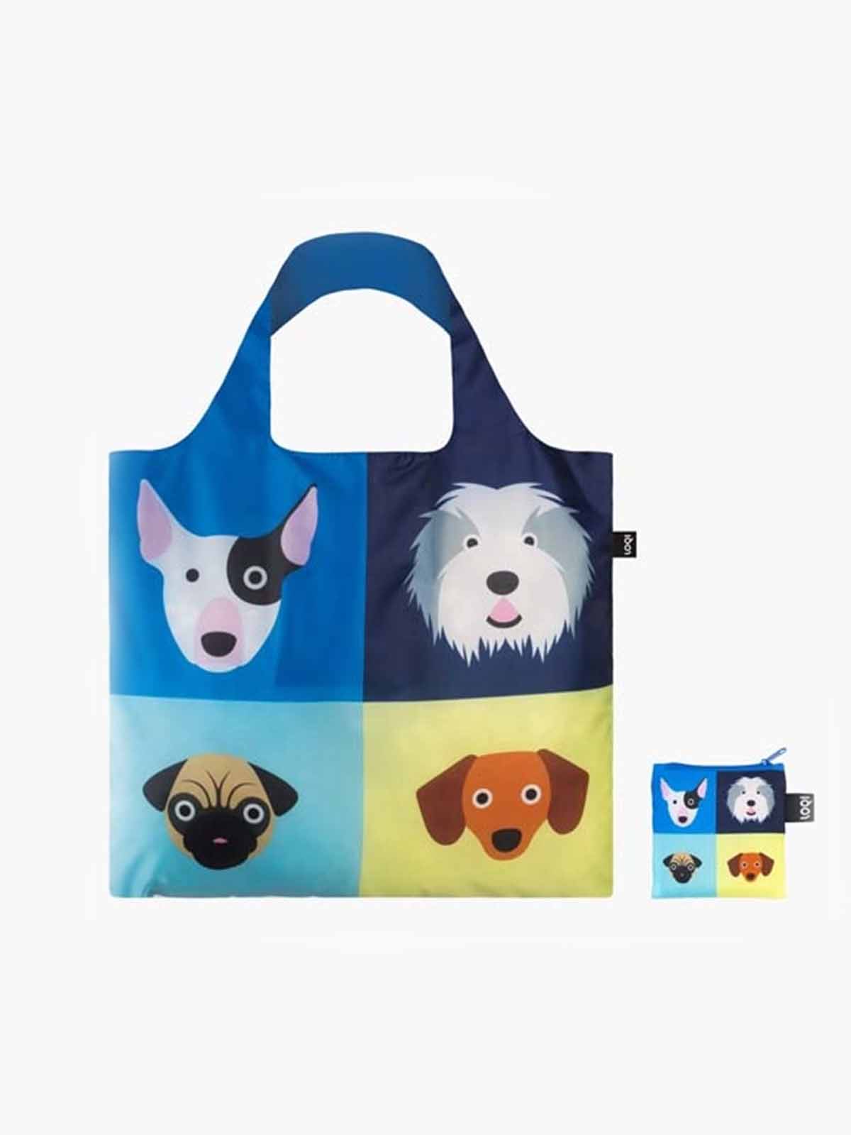 Einkaufstasche aus 100% recyceltem Kunststoff aus loqi mit Hunden