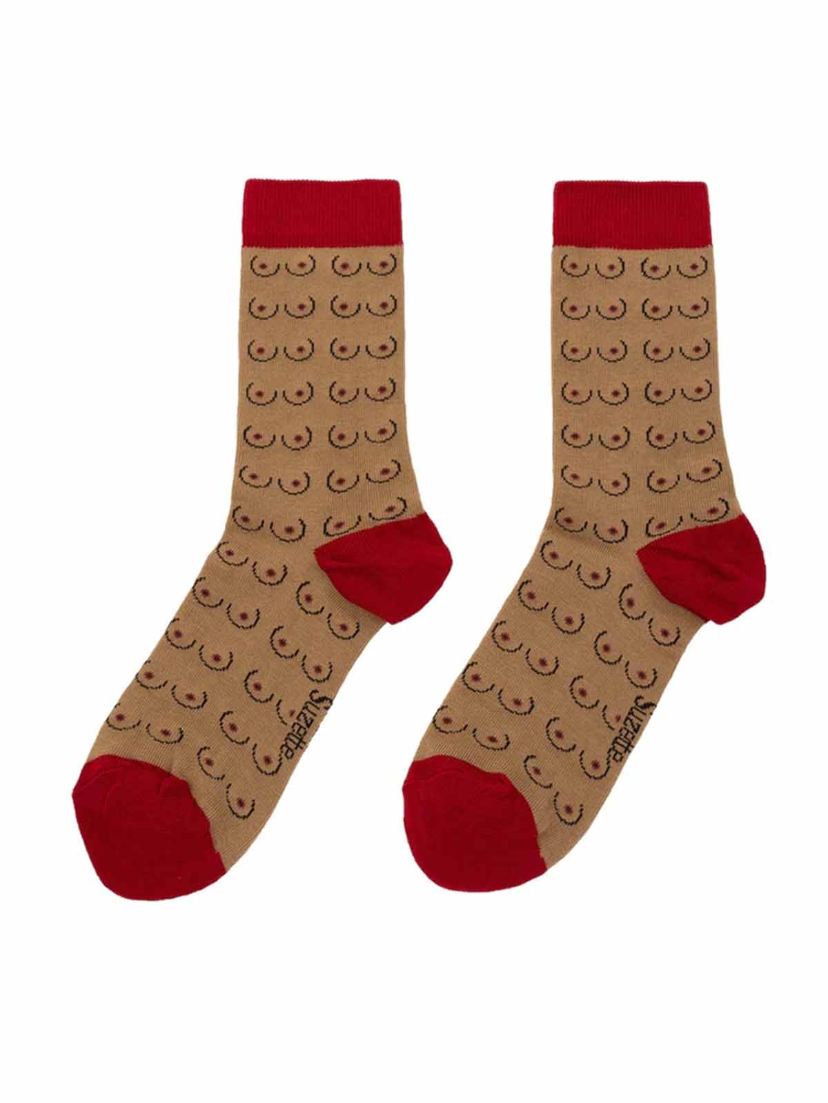 Socken mit Brüsten in rot und beige - Coucou Suzette