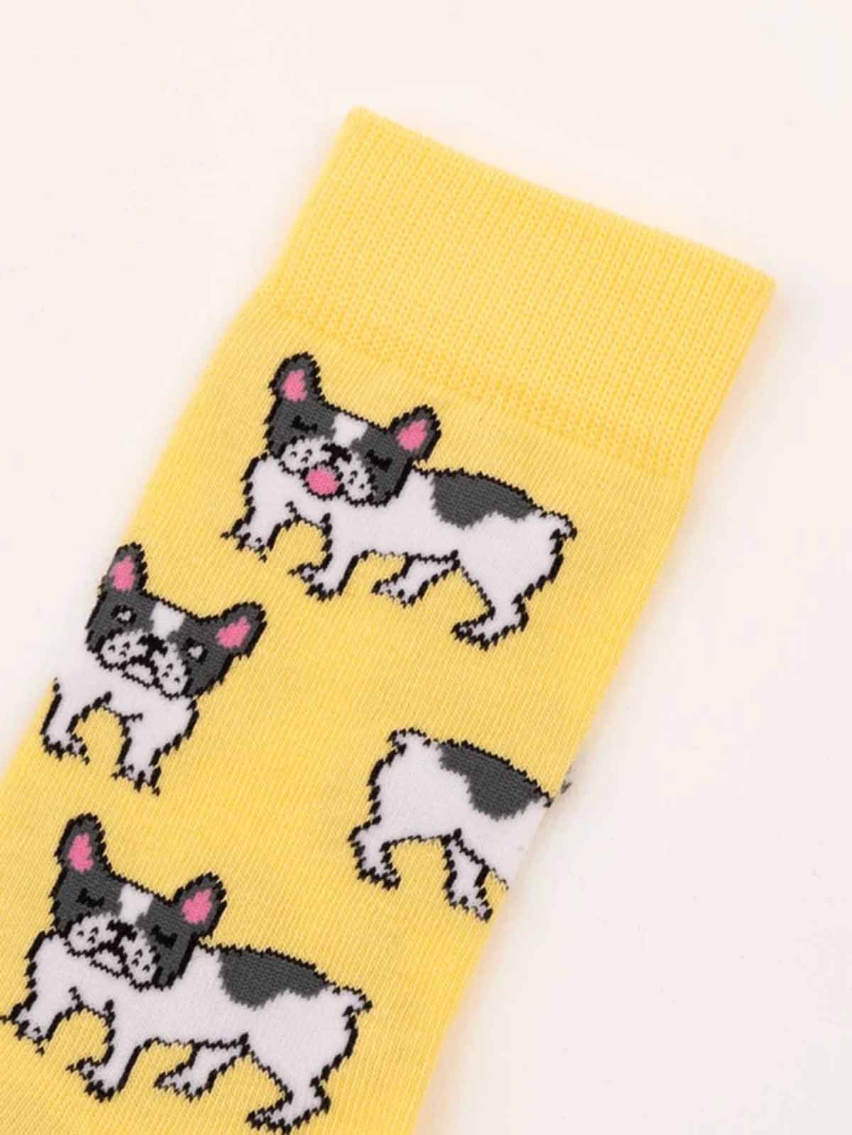 Hellgelbe Socken mit Bulldoggen - Coucou Suzette