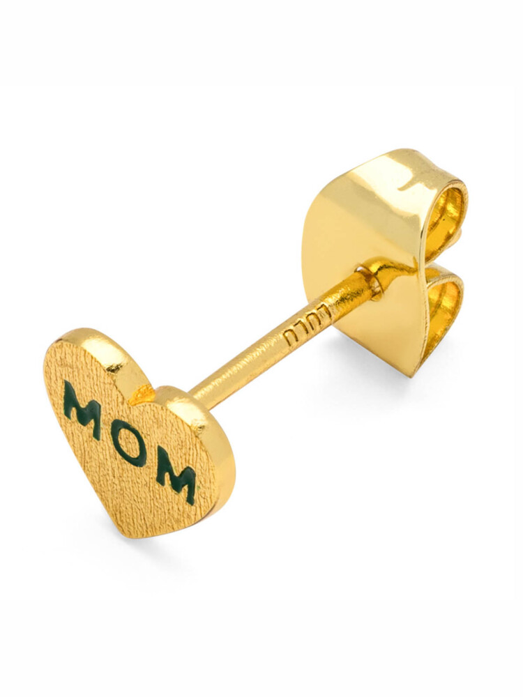 Ohrringe lululu copenhagen mom in vergoldetem Messing und grünen Buchstaben