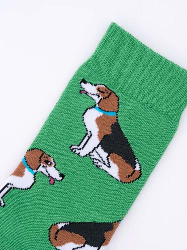 grün mit Beagle Strumpf, Strümpfe mit Hunden, Remix von Sofie, cou cou suzette, Strümpfe, Strümpfe in Baumwolle, italienische Baumwolle, Strümpfe in Baumwolle hergestellt,