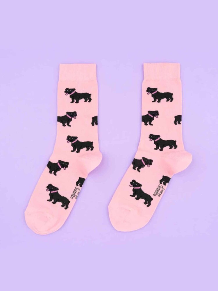 rosa mit Staffordshire Bull terrie Strumpf, Strümpfe mit Hunden, Remix von Sofie, Cou Cou Suzette, Strümpfe, Strümpfe in Baumwolle, italienische Baumwolle, Strümpfe aus Baumwolle hergestellt,