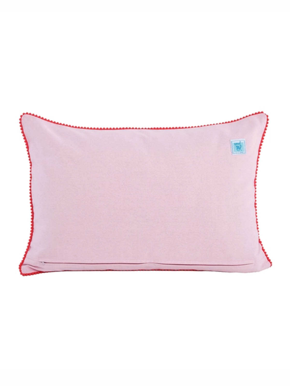 Kissen 40x60 cm, rosa/weiß rosa gestreift mit Blumen von hinten - Remix von Sophie