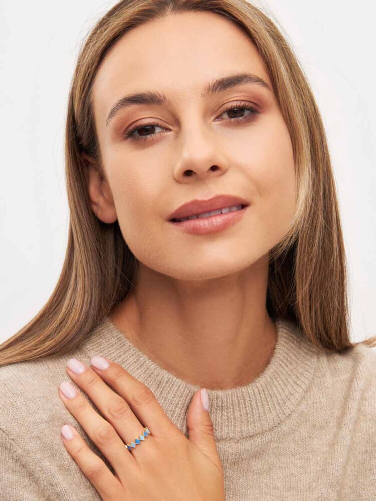 Konfetti Ring mit blauen Farben, Lulu Copenhagen, Remix von Sofia, Schmuck,