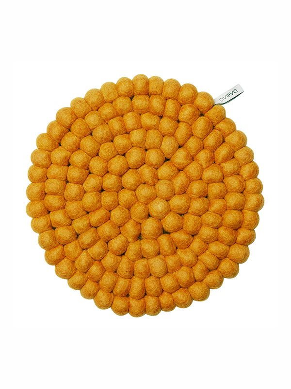 Tischdecke aus Wolle von Aveva mit Kugeln gelb