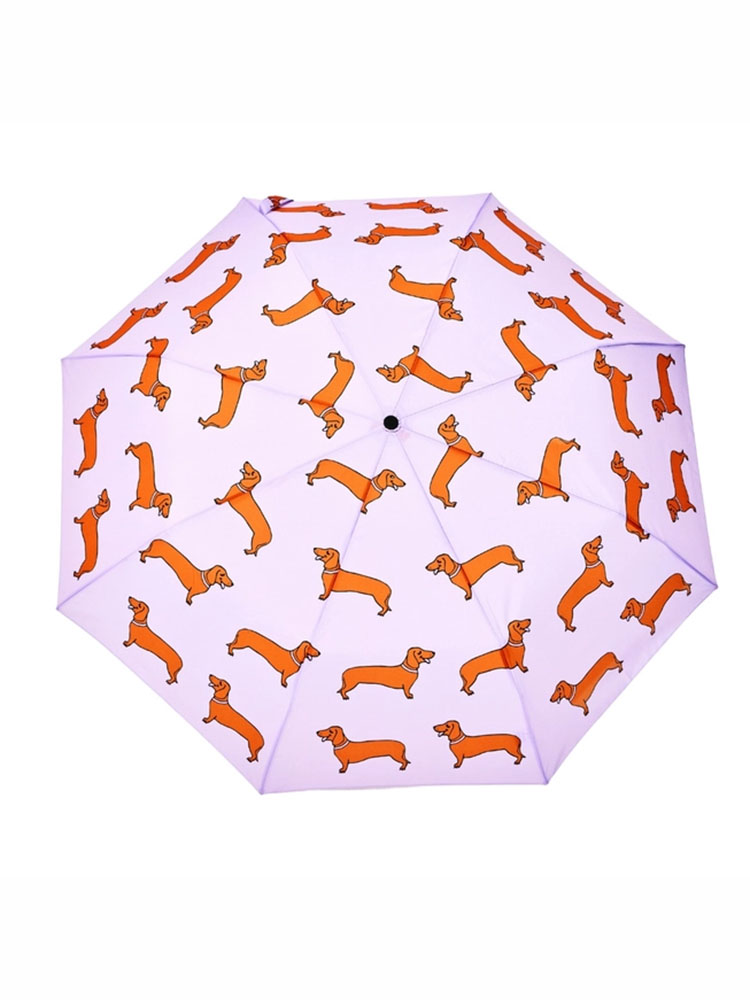Regenschirm, Cou Cou Cou Suzette Regenschirm in Zusammenarbeit mit original Duckhead, Purple Regenschirm mit Dachshunds.