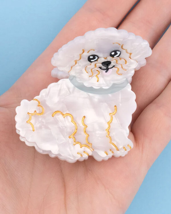 Haarclip mit Hunden, Haarclip mit Bichon von cou cou suzette