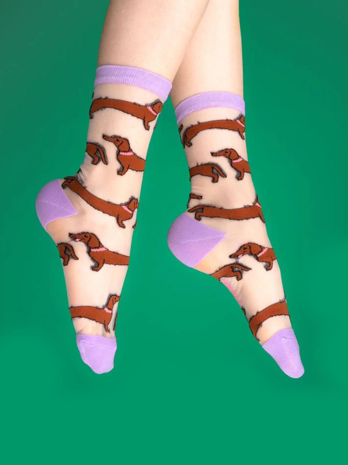cou cou suzette transparent mit dachshunds und lila