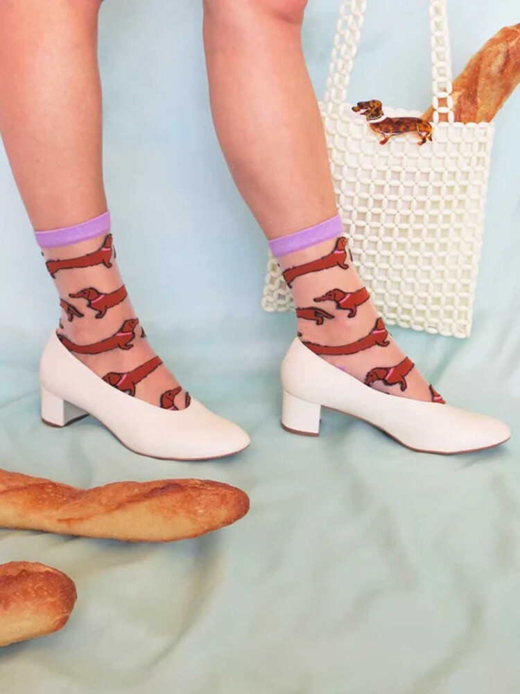 cou cou suzette transparent mit dachshunds und lila