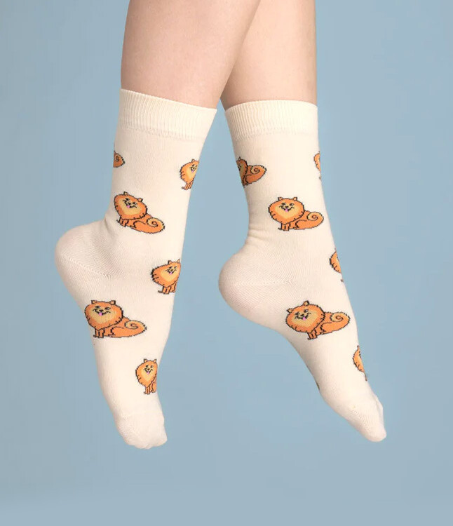 hellgelb mit Spitze, Socken mit Hunden, Remix von Sofie, Cou Cou Suzette, Strümpfe, Strümpfe in Baumwolle, italienische Baumwolle, Strümpfe aus Baumwolle,