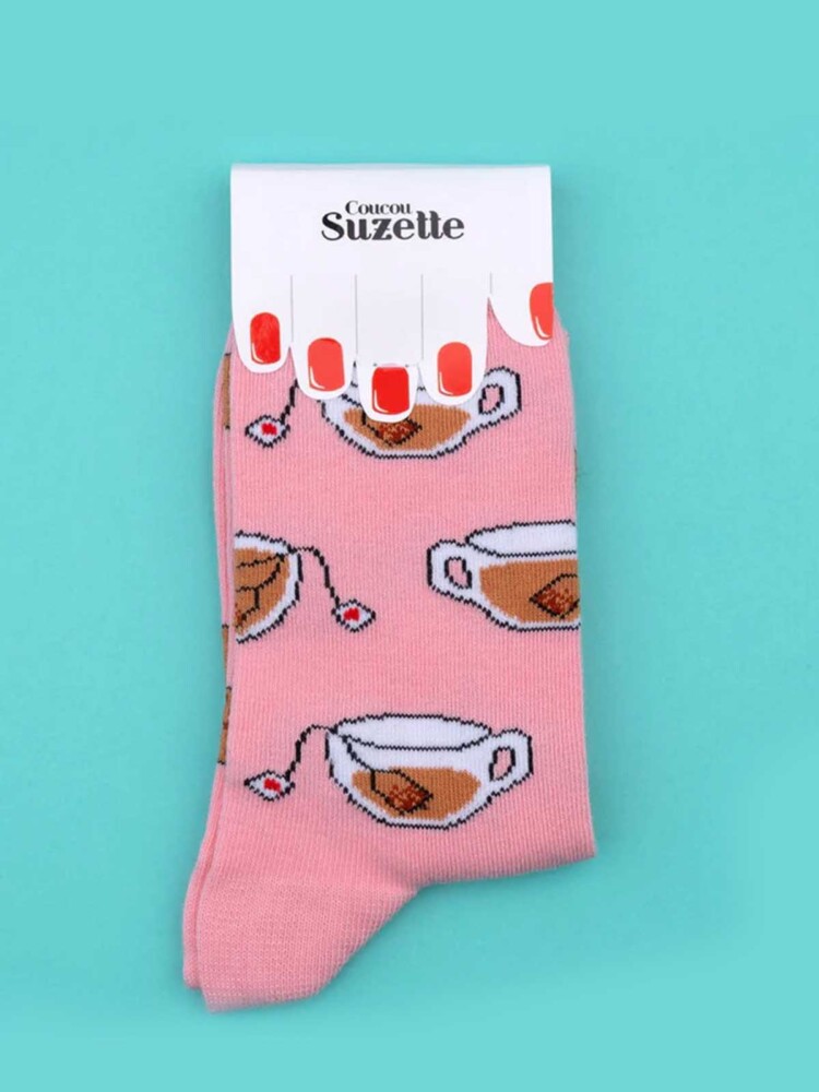 cou cou suzette baumwolle socken rosa teetime