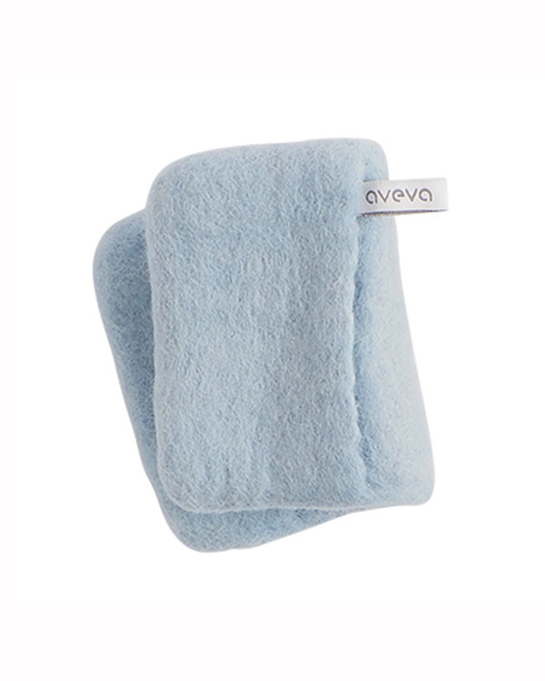 Topflappen aus Wolle von Aveva Babyblau