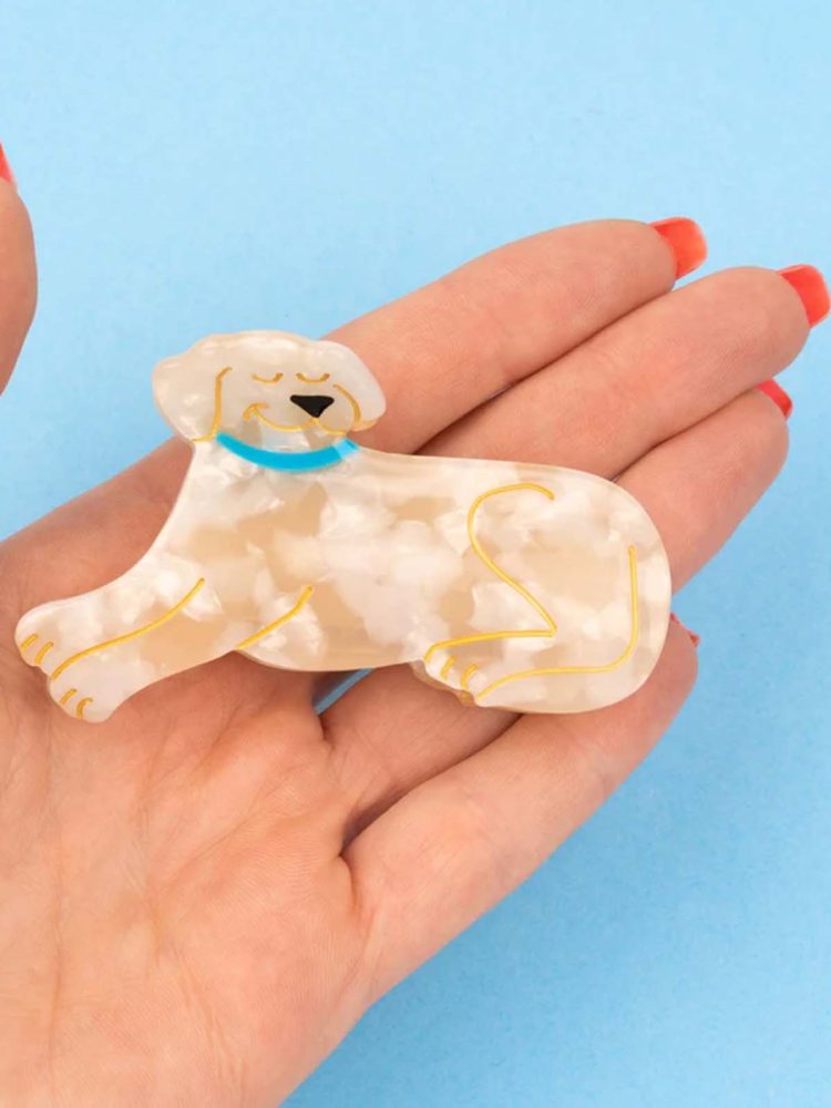 Haarclip mit gelbem Labrador von Französisch Cou Cou Suzette