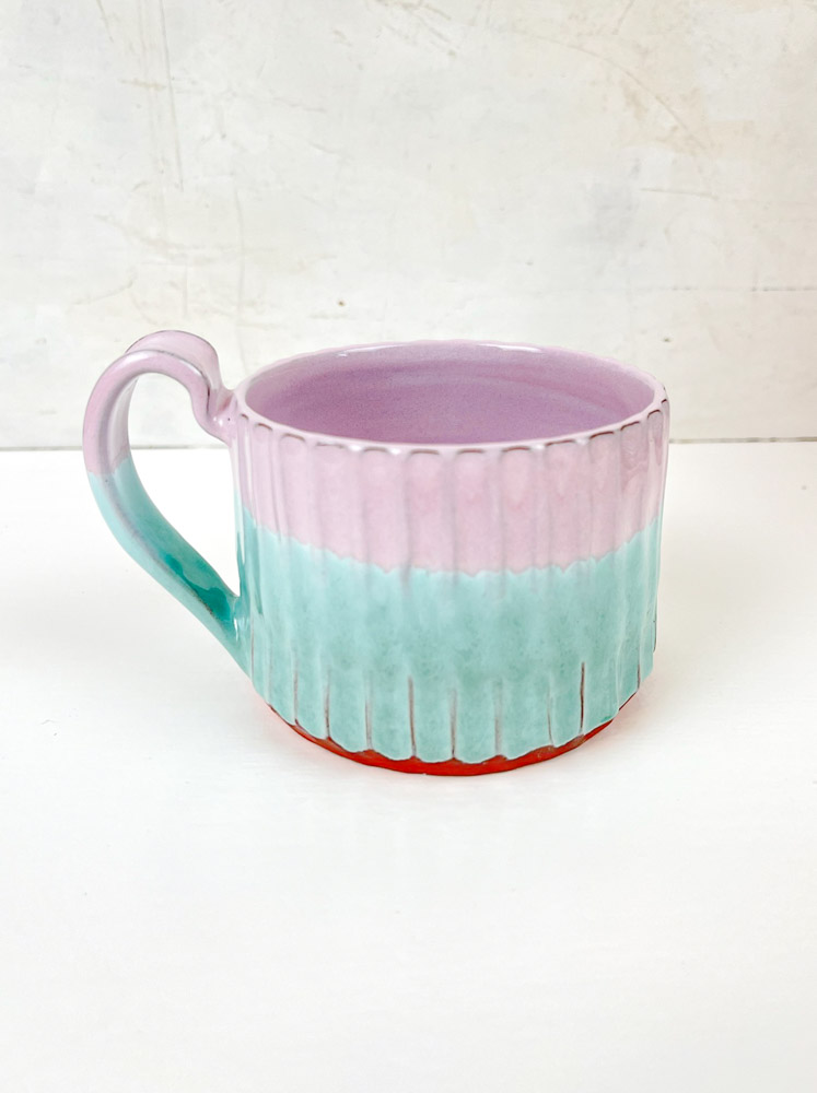 zweifarbige Keramik Tasse lila und Minze - Trine lise Keramik