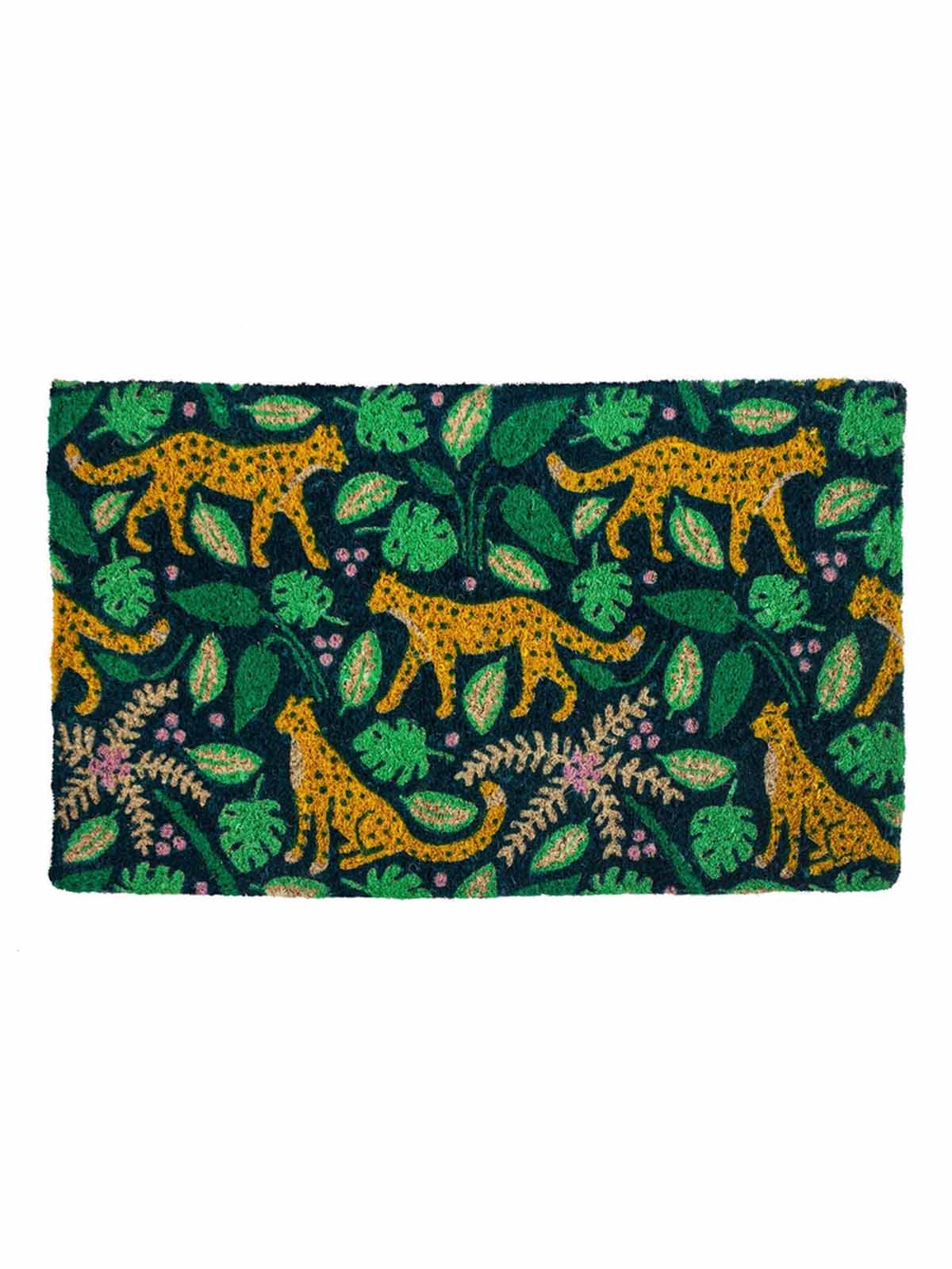 doormat Kokosfaser Remix von Sofia - grün und Leopard