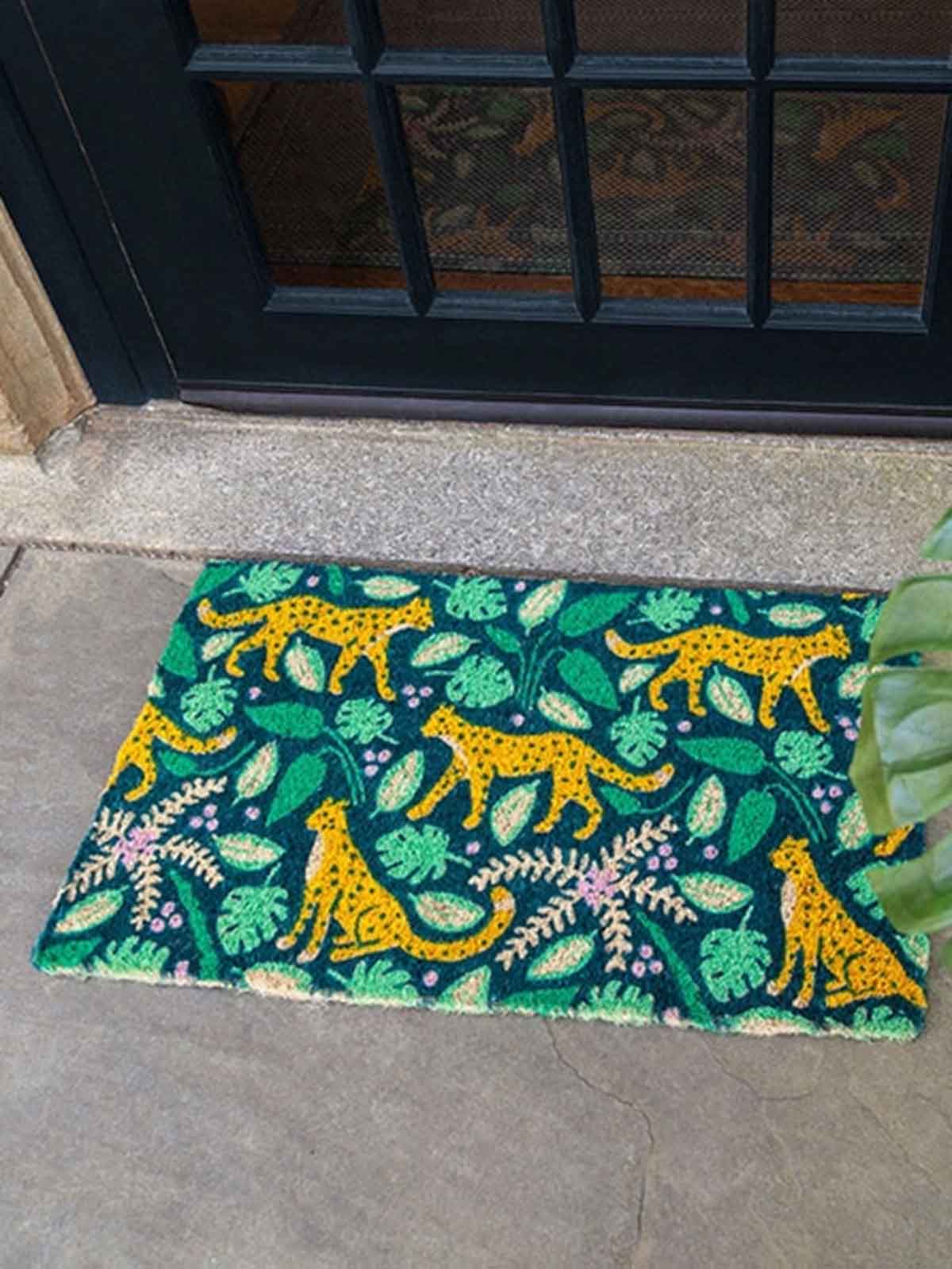doormat Kokosfaser Remix von Sofia - grün und Leopard