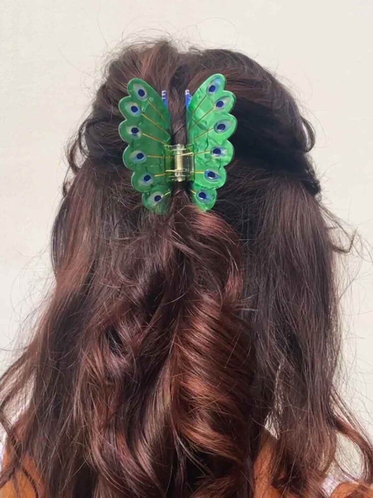 cou cou suzette Haar Clip Pfau in grünen und blauen Farben