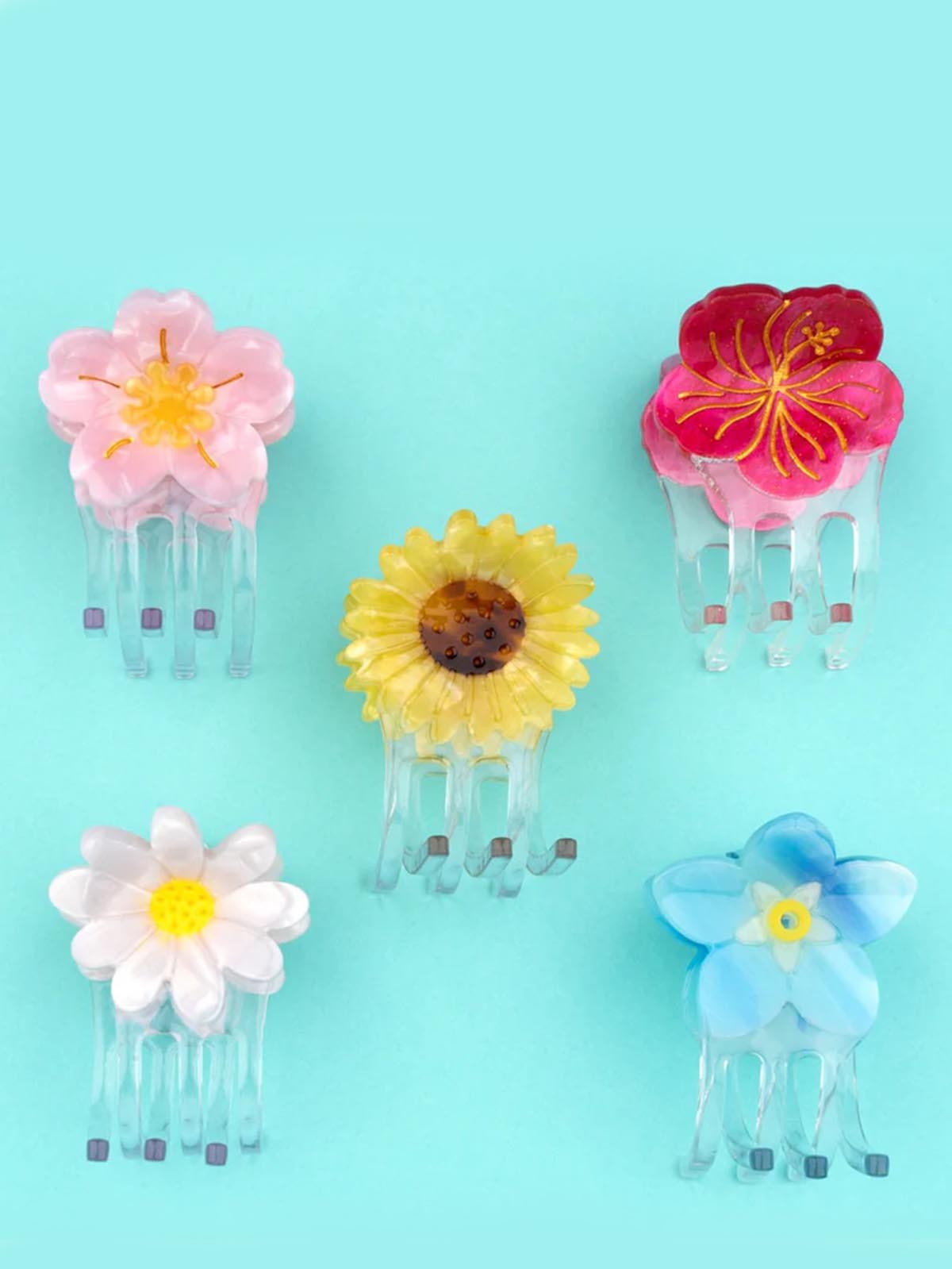 remix von sofie - cou cou suzette Haarclip mit Blumen - Kirschblüte, Anemone, Sonnenblume, Mohn.