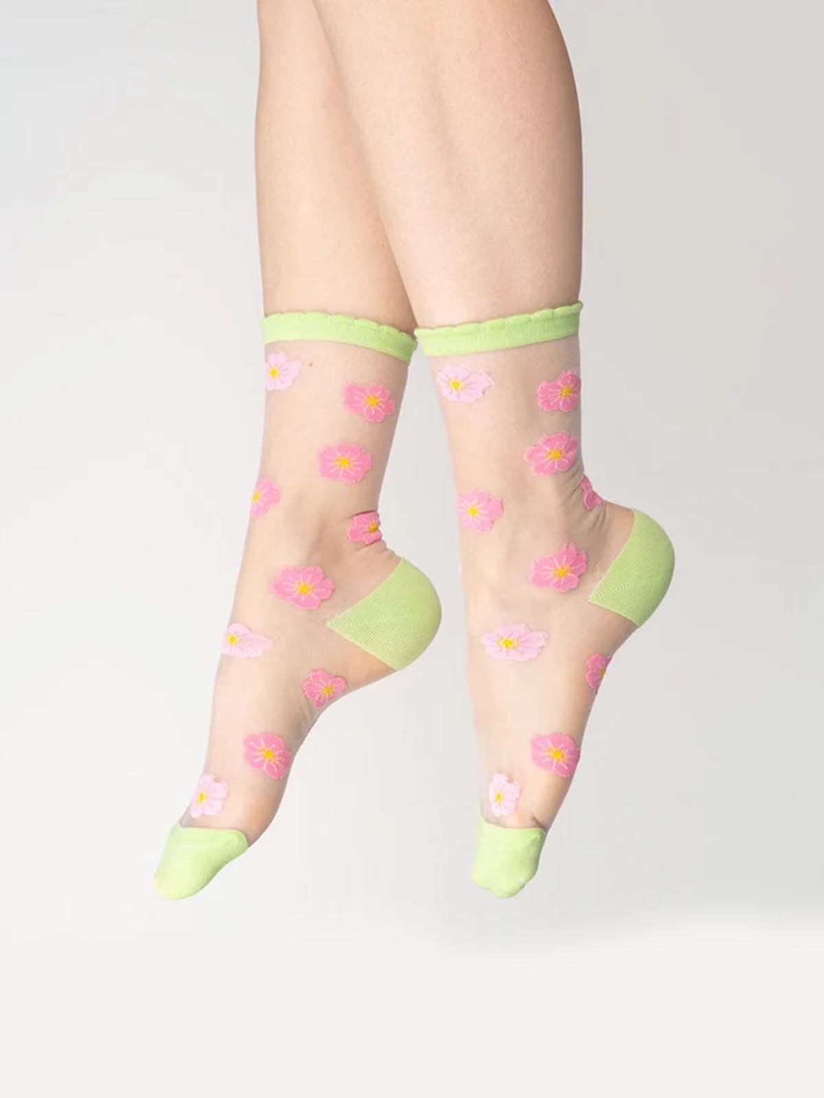 cou cou suzette transparente Nylon Socken mit Blumen