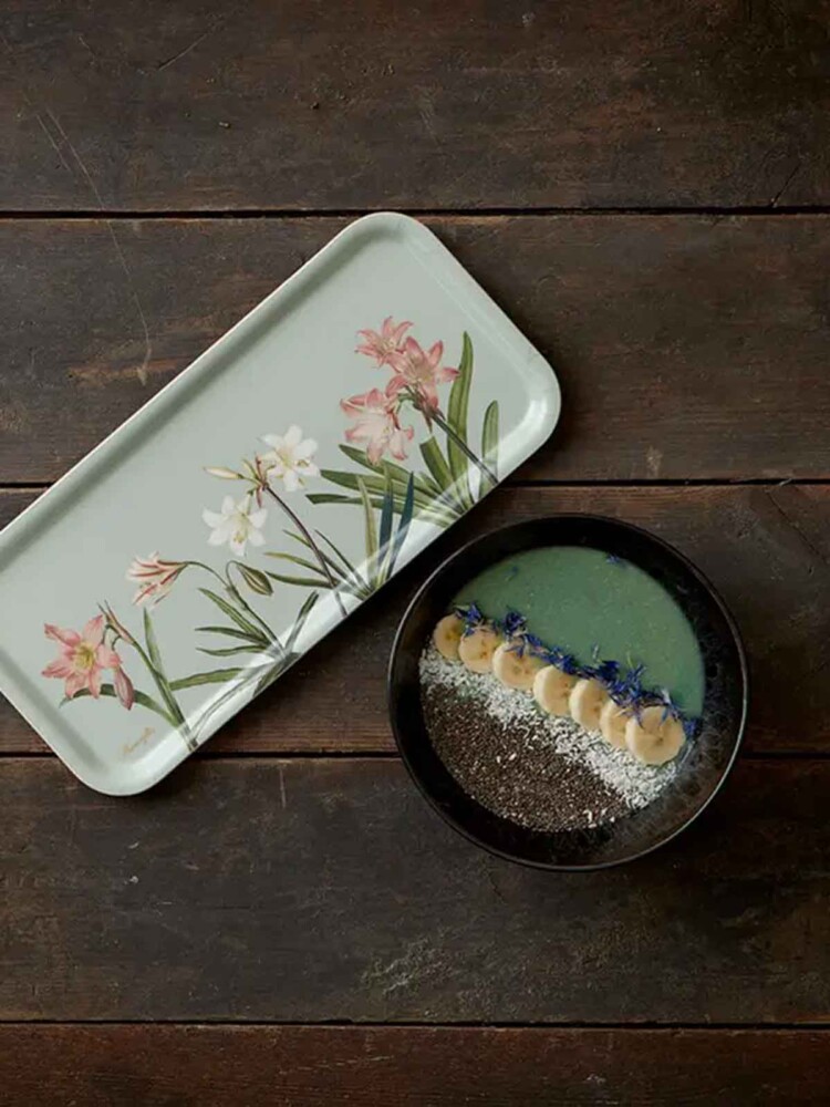 koustrup & co. Mint grüne längliche Schale mit Blumen