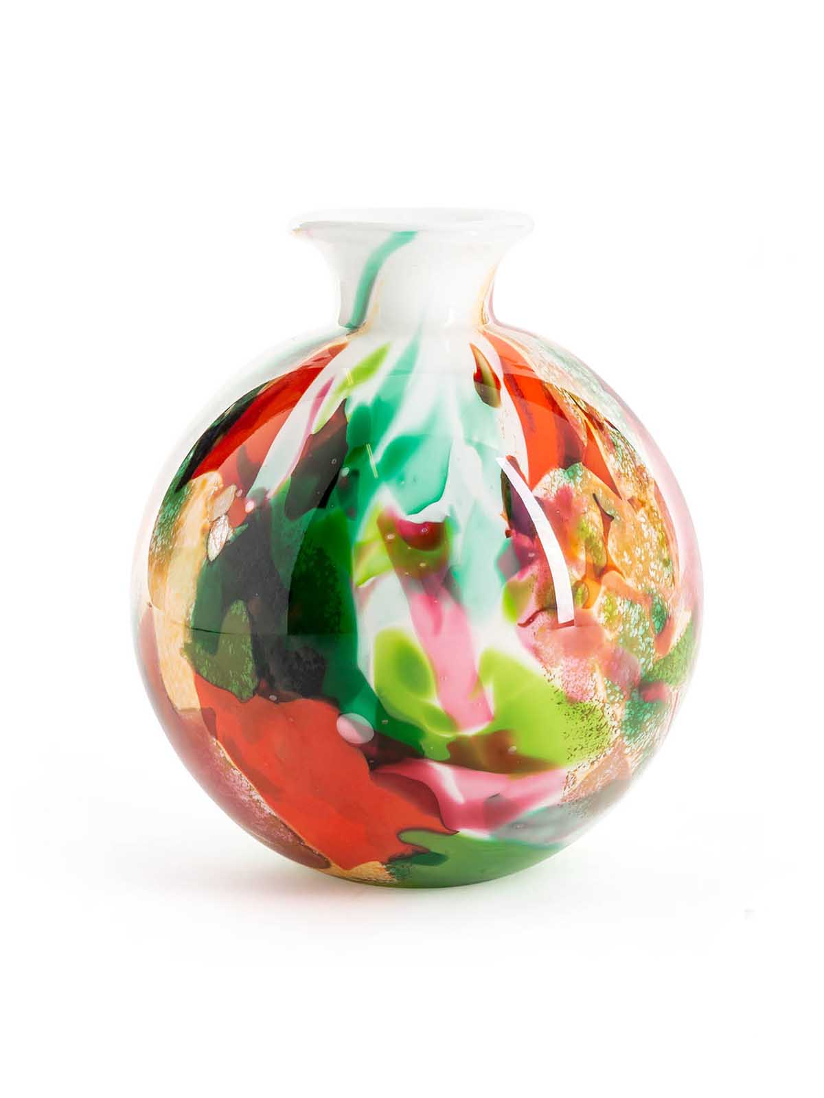 Opal Glasvase in gemischten Farben in rosa, rosa, grün und rot aus Remix von Sofia.