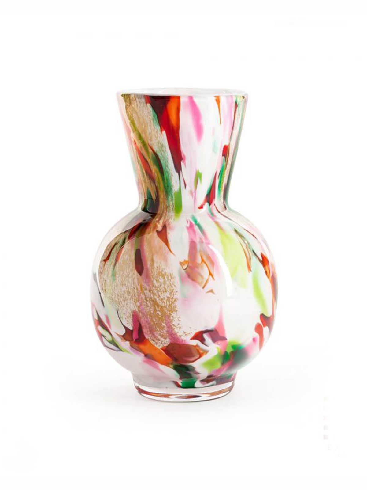 Opal Glasvase in gemischten Farben in rosa, rosa, grün und rot aus Remix von Sofia.