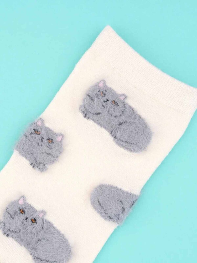 Baumwollsocken mit grauen Katzen von cou cou suzette