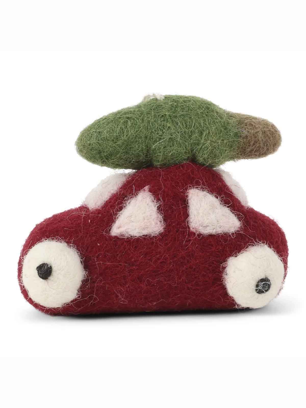 Filz Weihnachtsdekorationen griess und sif - Auto mit Weihnachtsbaum auf dem Dach