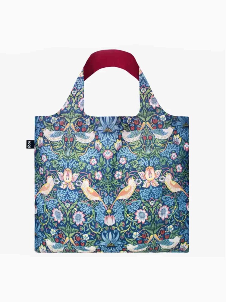 loqi Einkaufstasche - Maultierbeutel aus 100% recyceltem Kunststoff - William Morris Erdbeerdiebe.