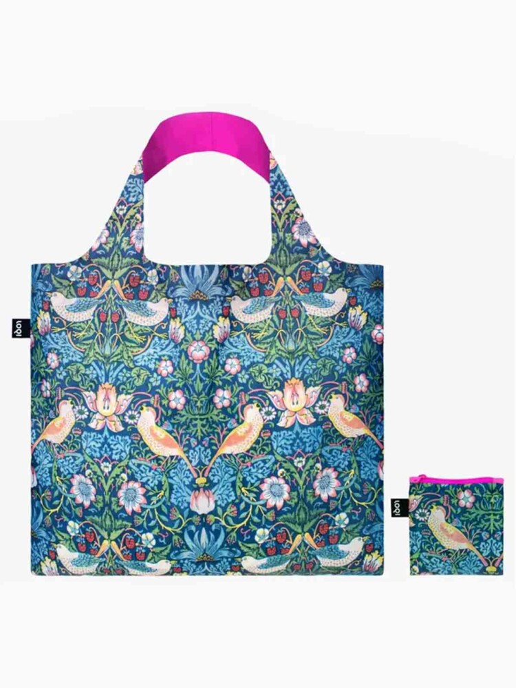 loqi Einkaufstasche - Maultierbeutel aus 100% recyceltem Kunststoff - William Morris Erdbeerdiebe.