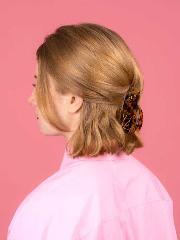 cu ou ou suzette haarclip Katze Bengalen in braun