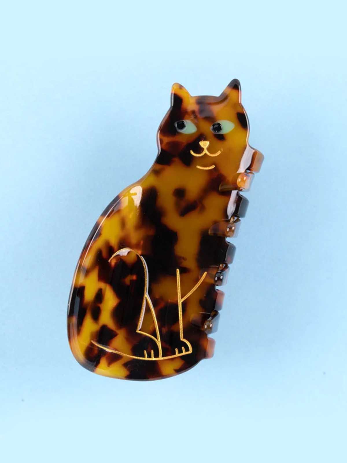 cu ou ou suzette haarclip Katze Bengalen in braun