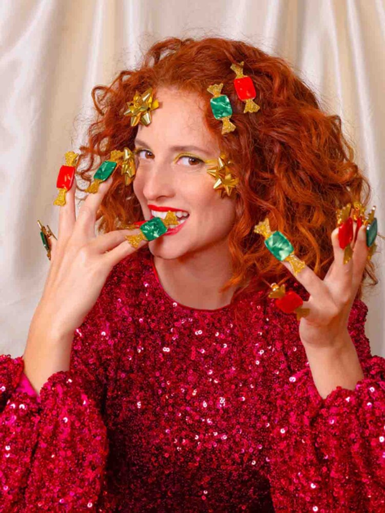 Haarclips von cu cou suzette mit Weihnachtsbonbons
