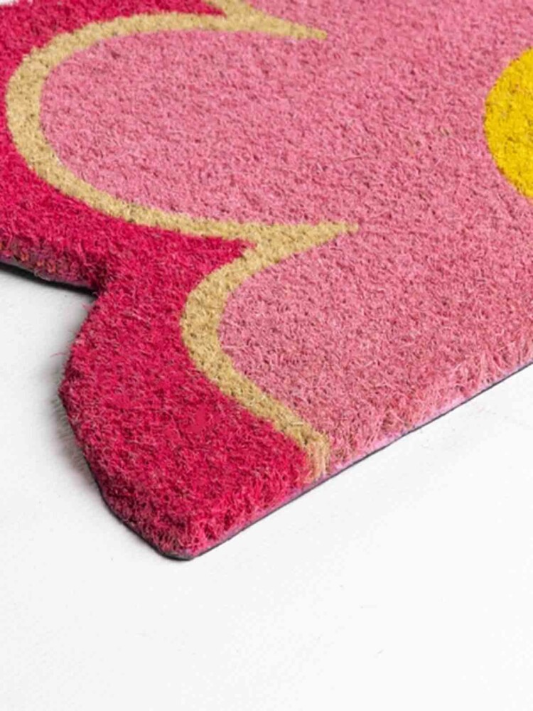 Fußmatte aus Kokosfasern - Blume in rosa