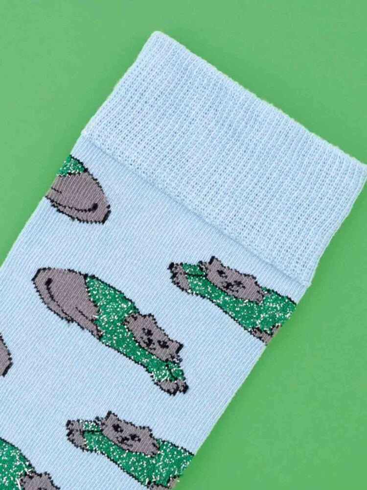 cou cou suzette Socken hellblau mit grauen Katzen
