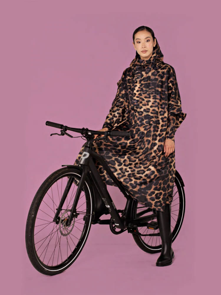 Regen Eis regen Poncho braun Leopard