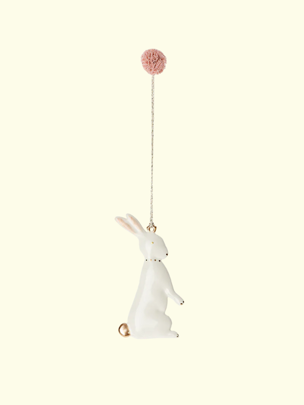 Metall Ornament - Weiße Kaninchen