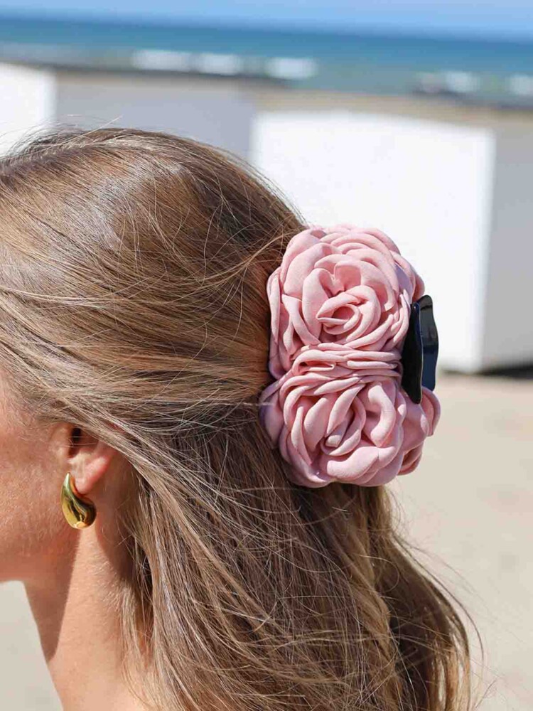 Merle Haarclip mit zwei Blüten in rosa