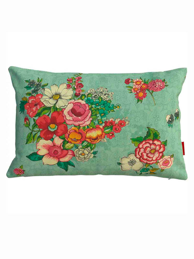 Remix von Sofie - Outdoor Kissen in Minze mit großem Blumenmuster _web