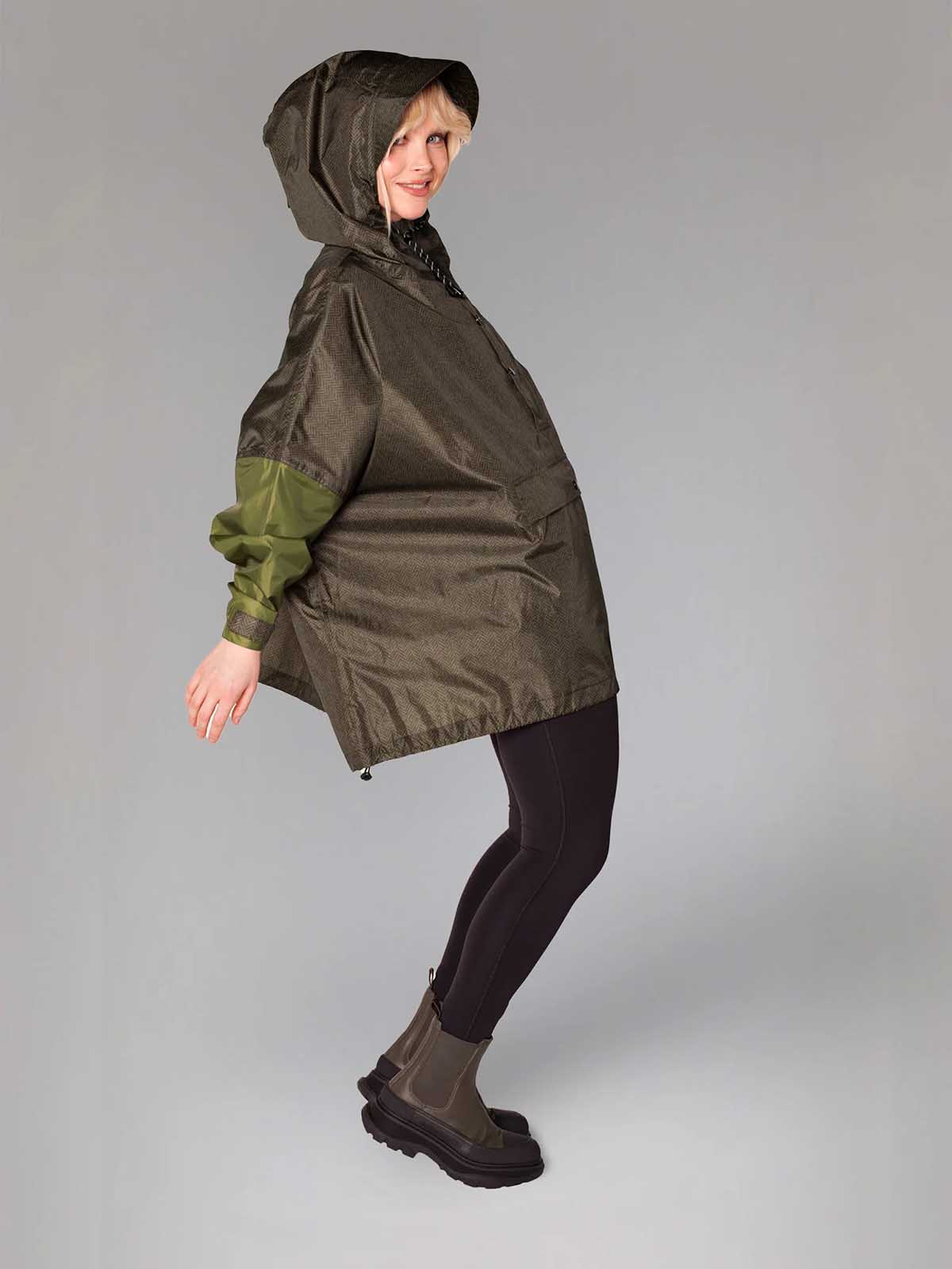 Regen Eis Regen Jacke Olive Green Herringbone