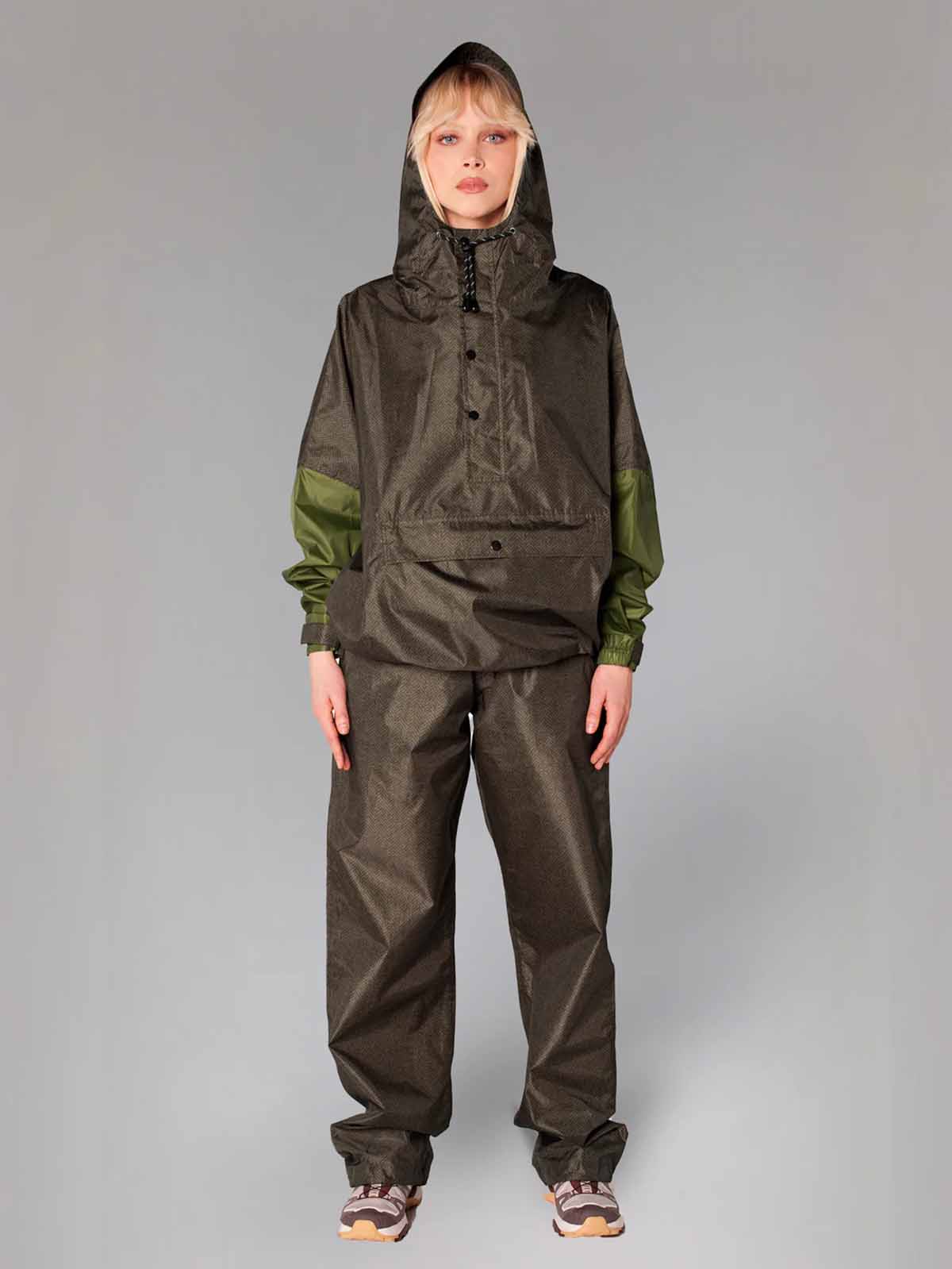 Regen Eis Regen Jacke Olive Green Herringbone