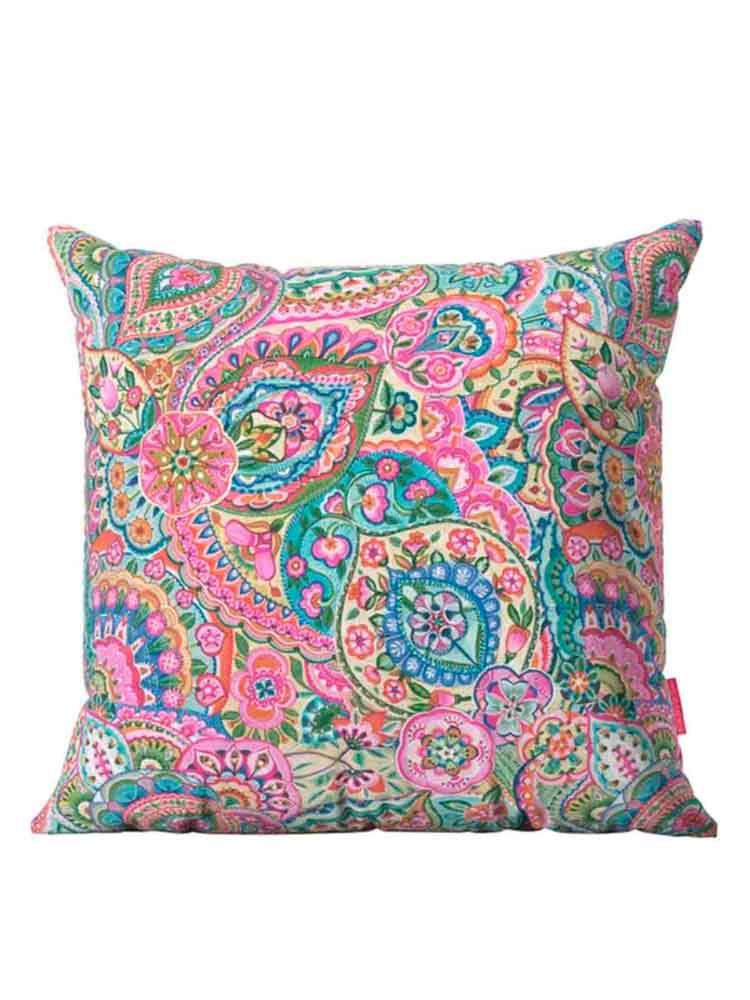 Remix von Sofie - Outdoor Kissen in rosa mit einem großen Blumenmuster _web