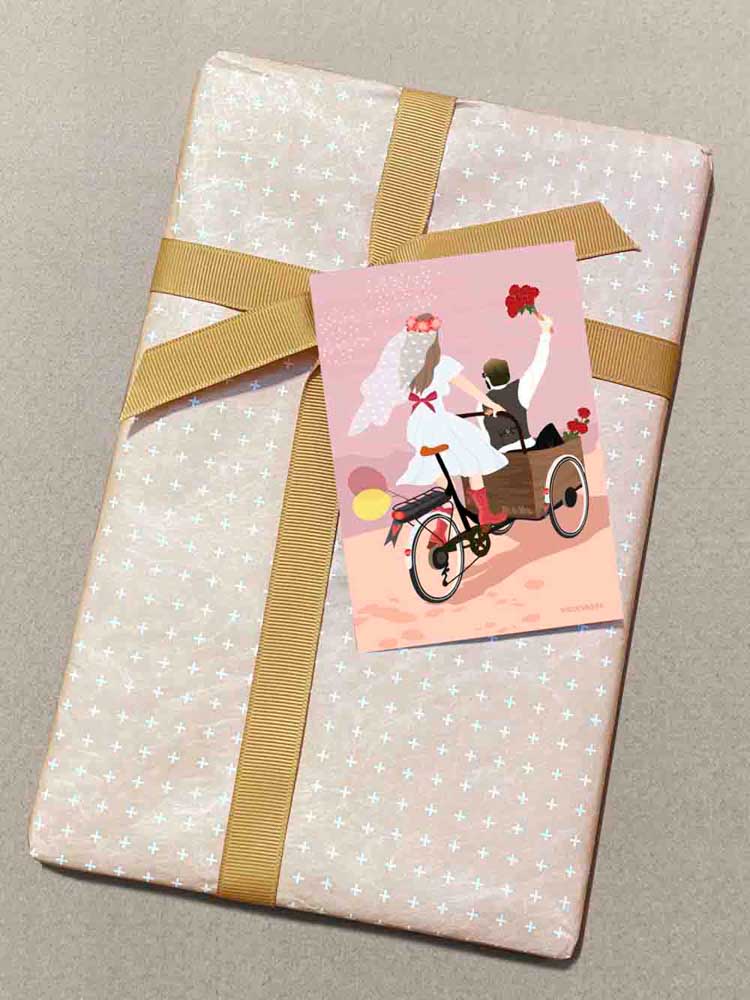 Gelegenheitskarte Hochzeit mit Fahrrad