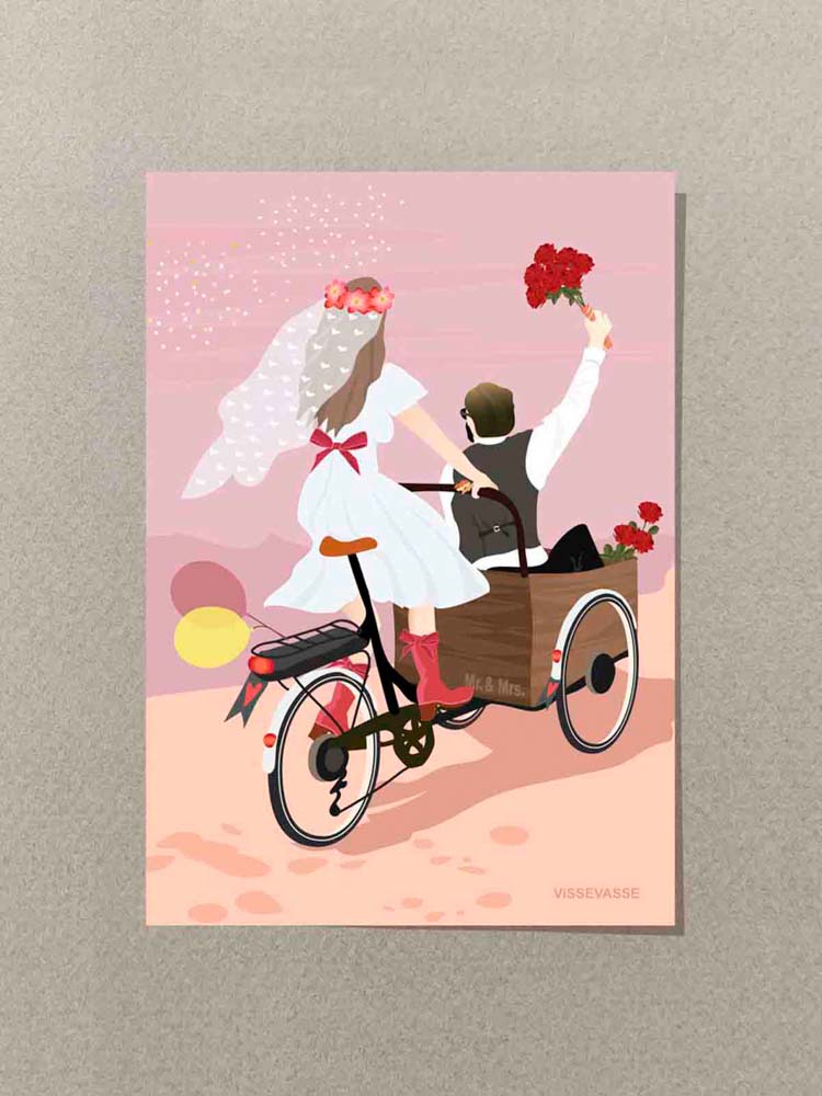 Gelegenheitskarte Hochzeit mit Fahrrad
