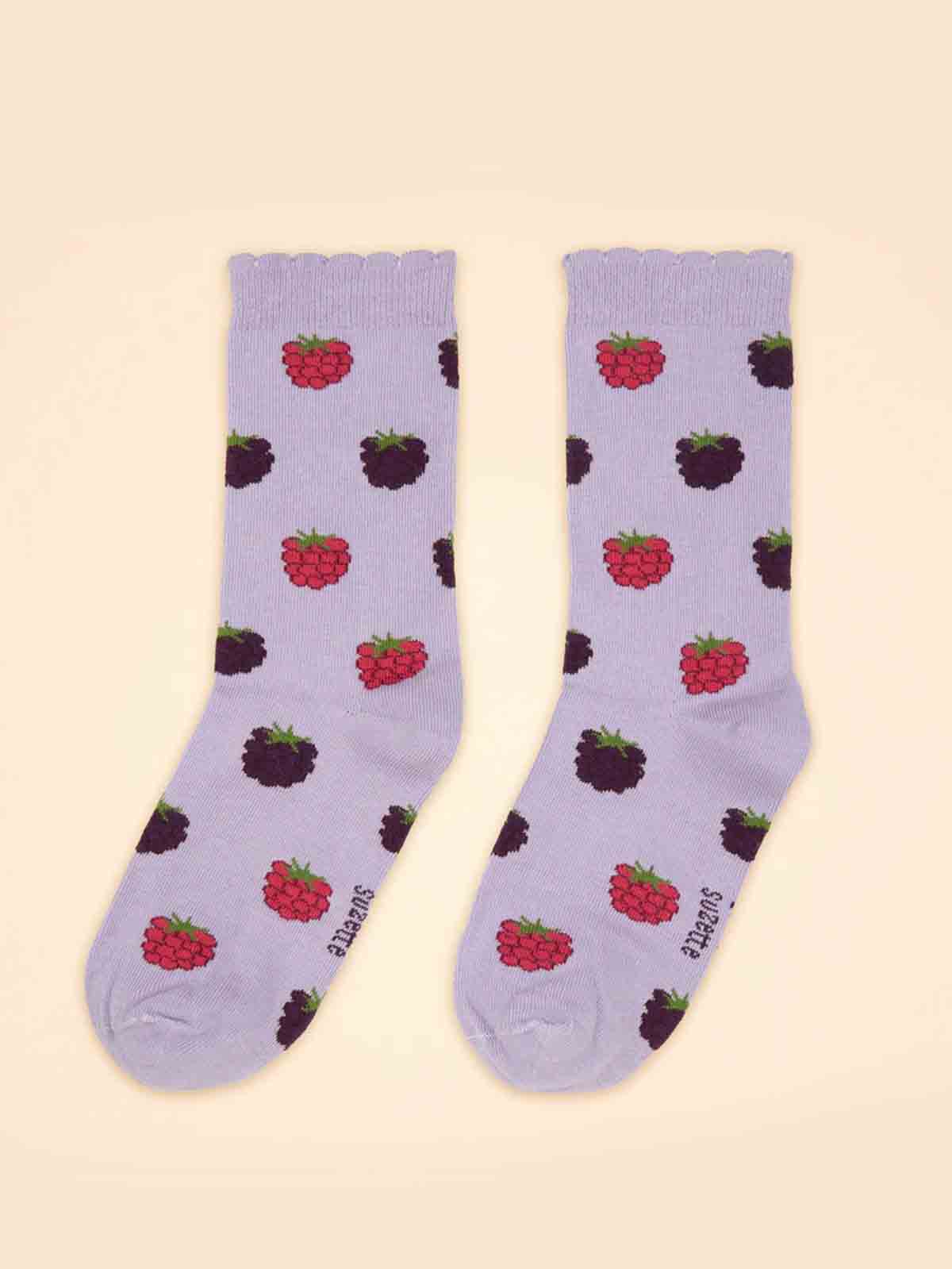 cou cou suzette Socken mit Brombeere und Himbeere in lila