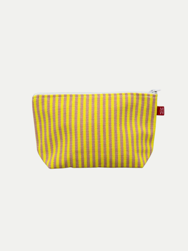 Afroart Make-up Tasche in Streifen mit gelb und rosa