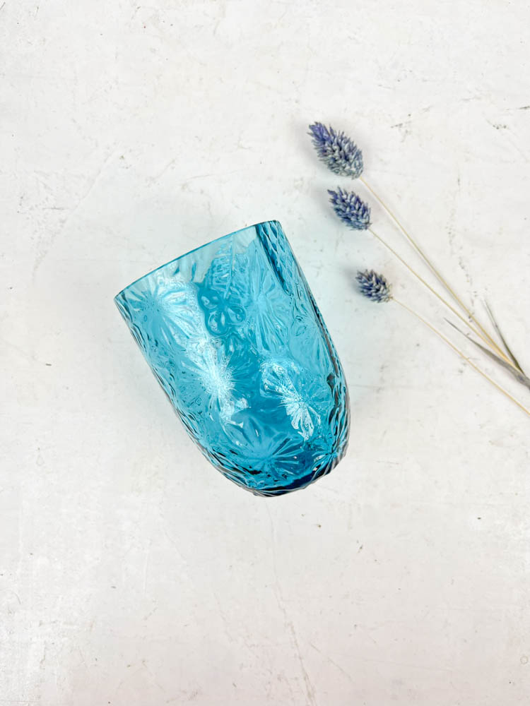 Anna von Lipa Mix & Mattckh Glas Blume dunkel aqau